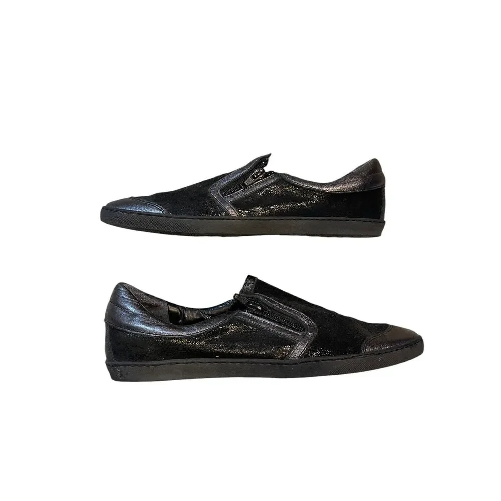 Sesto‎ Meucci Fiorin Black And Silver Slip On Sneaker Size 9 Retail $210
